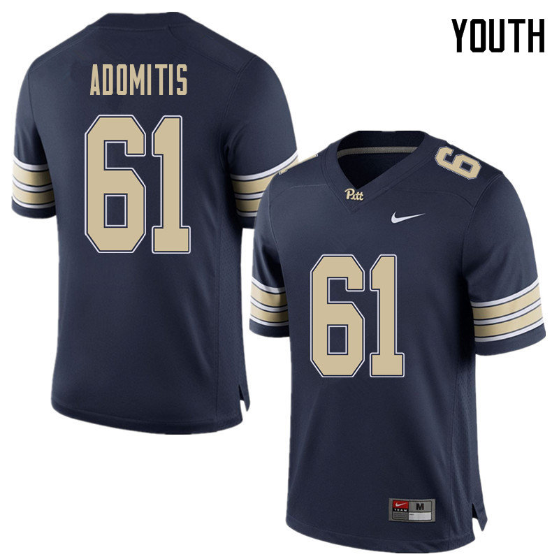 Youth #61 Cal Adomitis Pittsburgh Panthers College Football Jerseys Sale-Home Blue